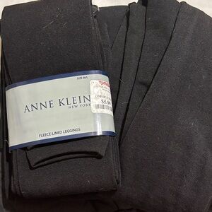 3 Pairs - Anne Klein Black Fleece-Lined Leggings - Pull-On
